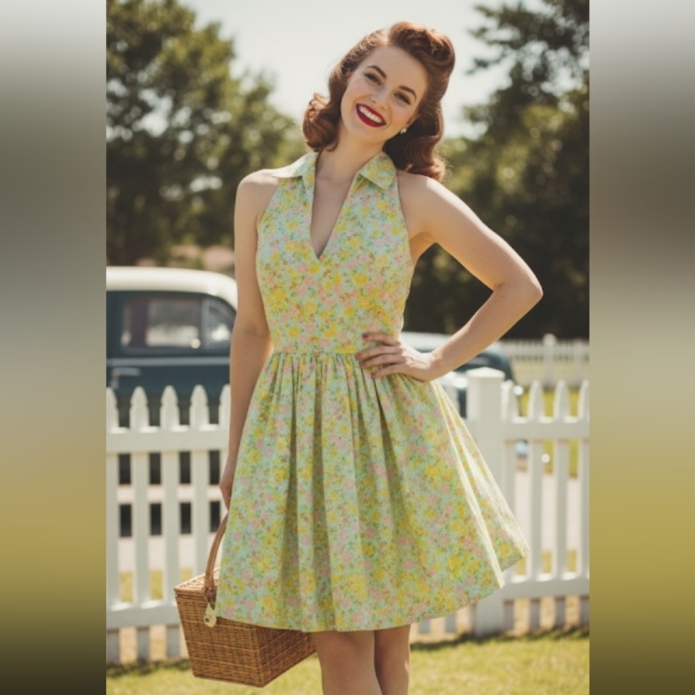 Asos floral vintage inspired mini dress size 2